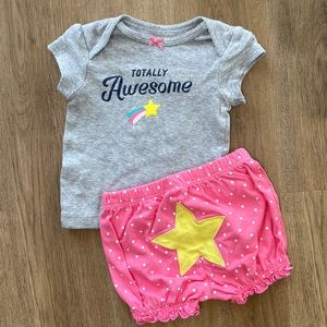 Girls carters, two piece summer outfit. Stars and rainbows.